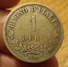 Moneta 1 Lira 1863 Milano
